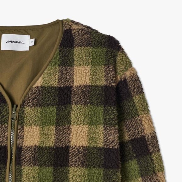 Livestock Reversible Fleece Cardigan - Green/Brown Plaid - Picture 3 of 11